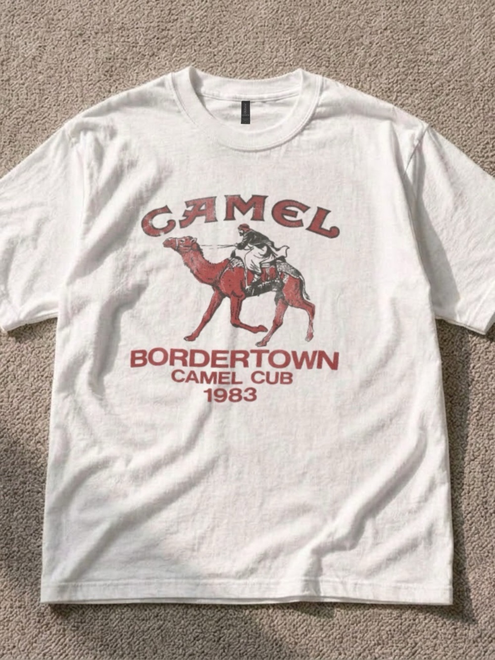 Gildan White Tee with Red Camel Graphic